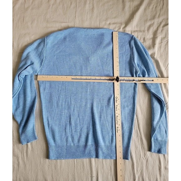 Robert Bruce Mens XL V Neck Sweater Pullover Blue Knit Casual 90s USA NOS NWT - Picture 11 of 13